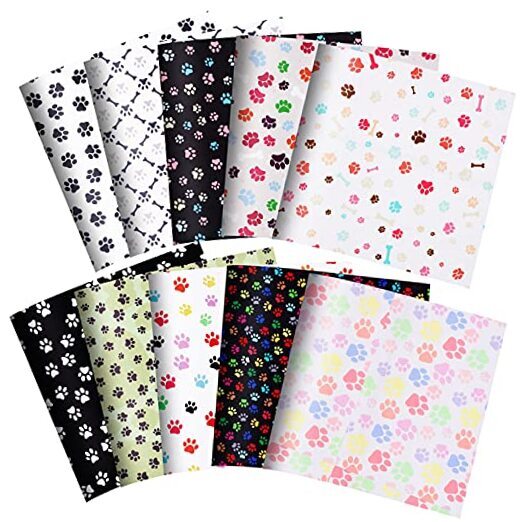 10 Pieces Paws Fabric Cute Paw Prints Squares Paw Print Fabric Fat 20 x 20 Inch
