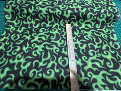 MDG On Fire 100% cotton fabric by the yard like Motorcycle flames Black & Green