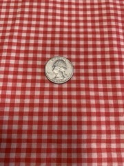 Remnant Vintage Red White Gingham Check Cotton fabric – 33” X 42”