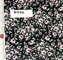 Springtime Bundles Of Pink Flowers On Black Cotton Quilt Craft Fabric Half Yard