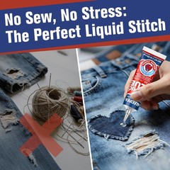 Permanent Fabric Glue Washable, 2-Pack Liquid Stitch for Clothing, Professional