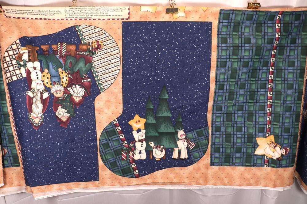 T2/3 70″L x 44″W MM Fab Good Tidings Christmas Stocking Fabric Panel x2 whole/pc