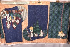 T2/3 70″L x 44″W MM Fab Good Tidings Christmas Stocking Fabric Panel x2 whole/pc