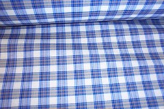 NEW Blue/Beige Plaid polyester cotton fabric cloth material, craft quilts