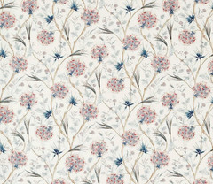 ZOFFANY CURTAIN FABRIC DESIGN Wallichi 1.2 METRE FADED MADDER/INDIGO LINEN BLEND