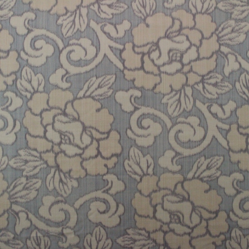 LEE JOFA THAI LOTUS BLUE FLORAL 100% SILK MULTIUSE HIGH END FABRIC BY YARD 50″W