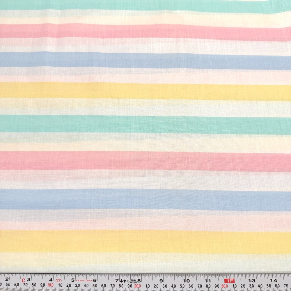 Vintage 1″ Pastel Striped Unbranded Polished Cotton Fabric by the HALF YARD