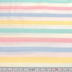 Vintage 1″ Pastel Striped Unbranded Polished Cotton Fabric by the HALF YARD