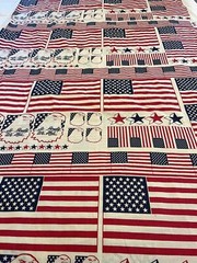 Vintage Patriotic Eagle Flag Fabric So proudly we hail 4th of July by the yard