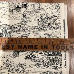 Classic Cottons Tigers Elephants Toile Black White Print Cotton Fabric 4 Yards