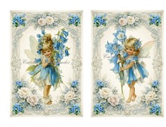 Pretty Blue Flower Fairies A Designer MULTI-SIZE SET Cotton Fabric Quilt Blocks