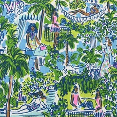 Lilly Pulitzer Dobby Cotton Fabric Sprout Green Lilly On Holiday 18″ x 57″