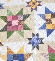 2 yds Cheater Quilt Fabric Cotton Green Mauve Blue Yellow Tan 36″ Wide
