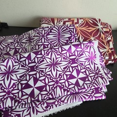 Hawaiian Polynesian Fabric Geometric Floral Silver Shattered Holo Approx 8.5 Yar