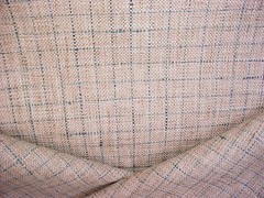 3-5/8Y KRAVET BASICS 34986 BURLAP AQUAMARINE PLAID DRAPERY UPHOLSTERY FABRIC