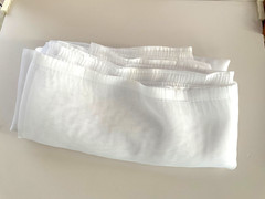 New fabric, sheer, poly-blend voile, 5 yds x 78”wide. Solid white.