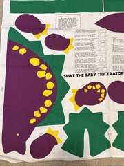Vtg Cut N Sew Spike the Baby Triceratops Canvas Fabric Tote Bag Princess Fabrics