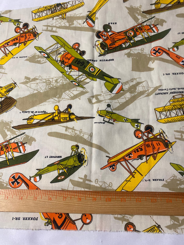 Vintage House ‘N Home drapery fabric remnant-airplane design