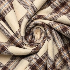 Tan and Brown Tartan Plaid Cotton Flannel Fabric – 60″ Wide – Sold by the Yard