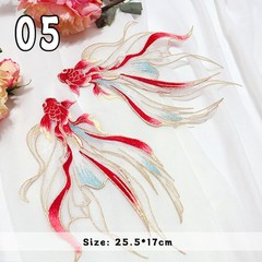 Chinese Style Goldfish Embroidered Patches Cheongsam Qipao DIY Patches Applique