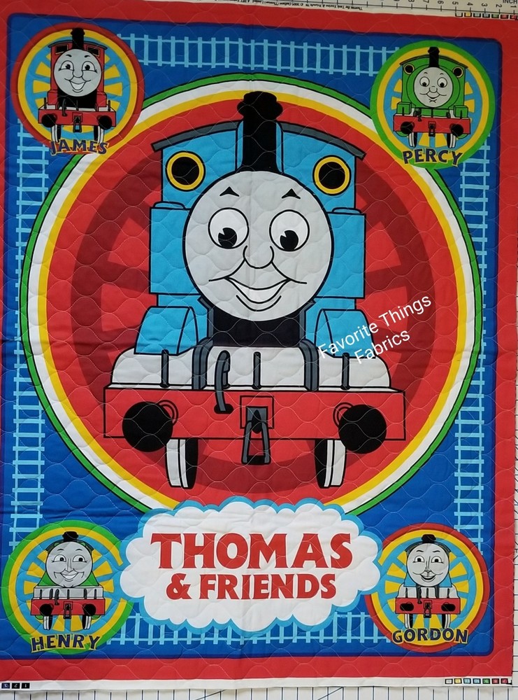 34 1/2″ X 45″ Thomas The Train NEW Unfinished Reversible Print Quilted Panel.