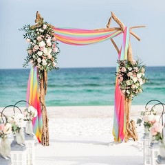 2 Panels 29×18 ft Rainbow Chiffon Wedding Arch Draping Fabric Sheer Decor