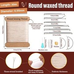 KAQRHFT Repair Sewing Kit, Upholstery Needle and Thread Kit with 32 Beige