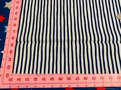 Fabric Stripes Navy on White Nautical Cotton QUILT TREASURES 1/4 Yd 28496 N
