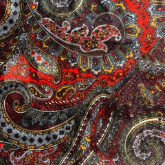 Sutton PAISLEY Print on Polyester Stretch Velvet Fabric by the Yard