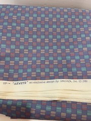 12 yds x 55″ Lee Jofa Akwete Canvas Cotton Fabric Geometric Gray/ Blue Print