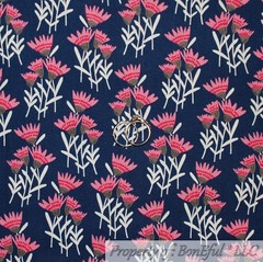 BonEful FABRIC FQ Cotton Quilt White Green Leaf BIRD Spring Pink Flower Purple S