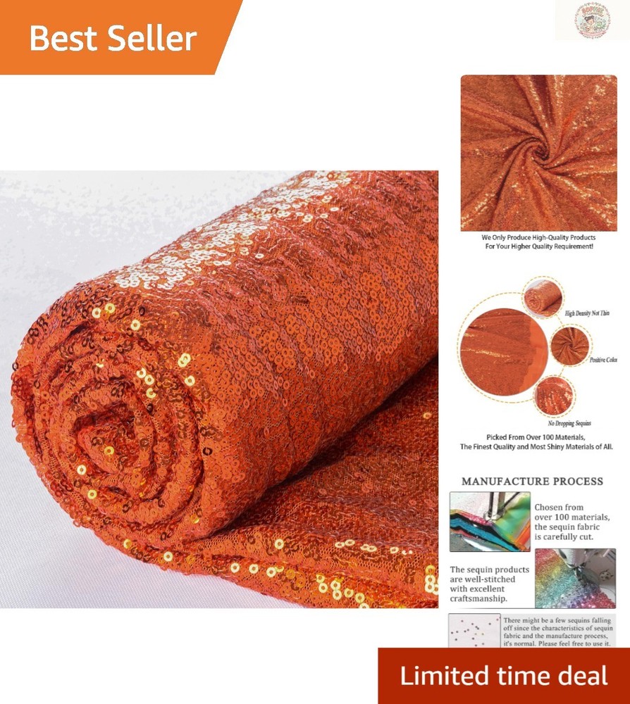 Customizable 1 Yard Orange Sequin Fabric – Sparkle & Elegance for Every Occasion