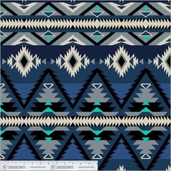 Blue Raymi Native American Fleece Fabric – 60″ Wide – Sold by Yard & Bolt