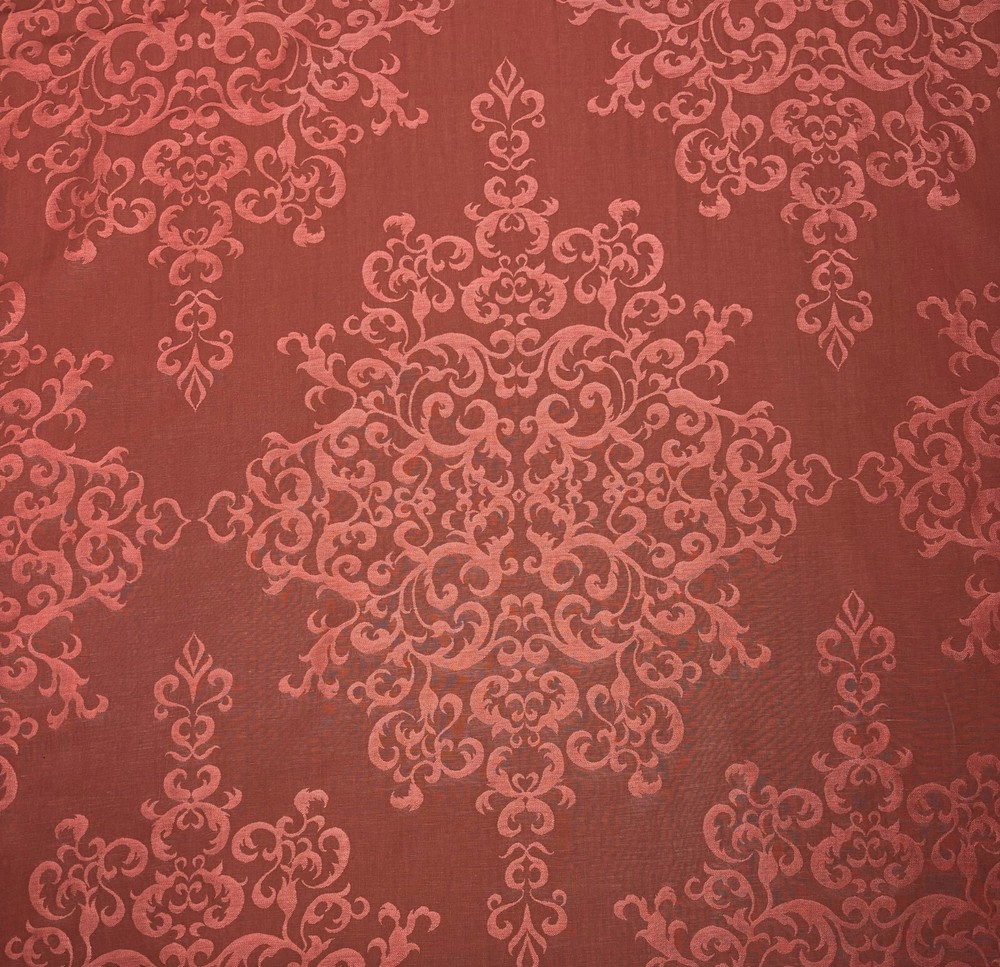 DONGHIA FIAMMA RED FLORAL MEDALLION JACQUARD FURNITURE FABRIC BY YARD 55″W