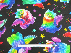 Timeless Treasures Rainbow Unicorn Winged Cats cotton fabric, #CAT-C7198, BTY