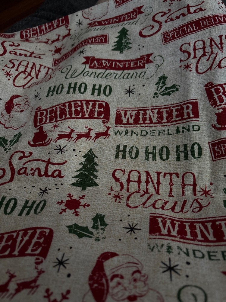 Christmas Holiday Vintage Santa Believe Cotton decorator Fabric BTY