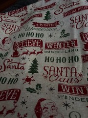 Christmas Holiday Vintage Santa Believe Cotton decorator Fabric BTY