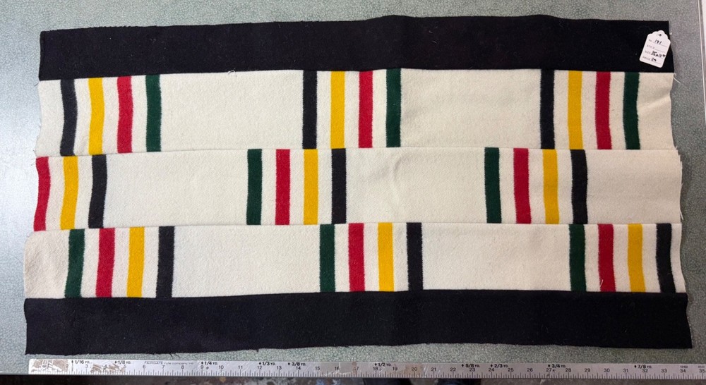 Pendleton Wool Blanket md. weight patchwork fabric piece 35×17.75 in F171