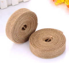 2 Rolls Burlap Ribbon 0.8 Inch X 11 Yard Natural Linen Woven Fabric Ribbon Weddi