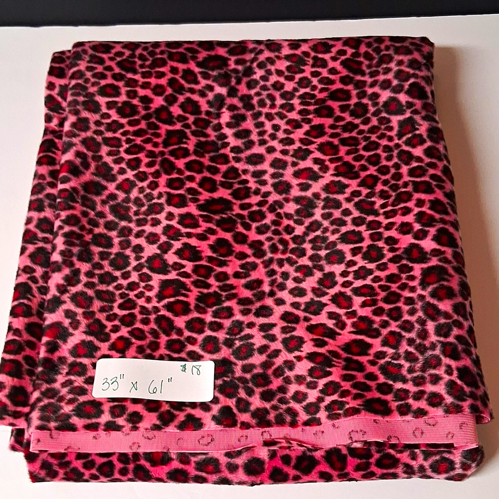 Pink Leopard/Jaguar Animal Print Synthetic Fabric Remnant Anti-Pill 33″x61″