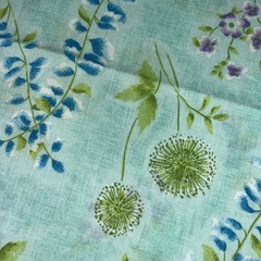 Fabric Pastel Blue With Pastel Purple And Blue Flowers 2 1/4 Yards
