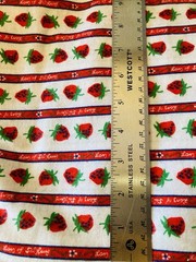 Striped Strawberries VTG Lanz of Salzburg Cotton Flannel Fabric 1Y x 44″W