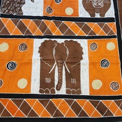 Quilting Craft Fabric Batik Cotton Panel African Animal Safari Themed 82″x60″