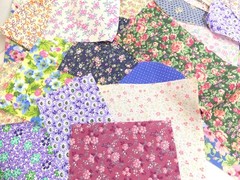 Floral Squares, Remnants & Strips, 100% Cotton Fabric – 2 lbs 11 oz Bundle