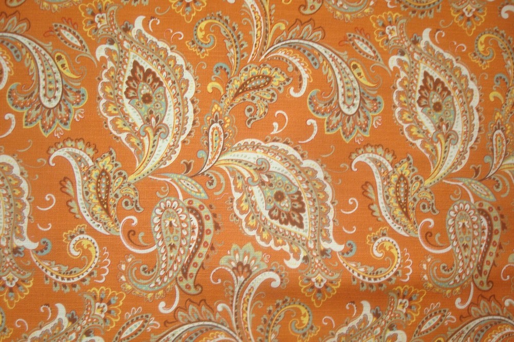 1 of 11 yds Mill Creek Fabric Paisley Victa Russet Drapery 54″ x 36″ BTY