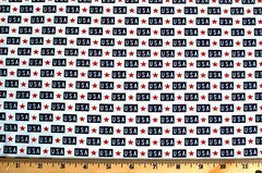 *BTY*PATRIOTIC FACE MASKS: NAVY “USA” & RED STARS 100% COTTON FABRIC 44X36″ 1 YD