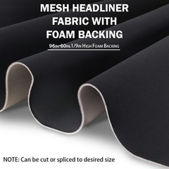 Black Mesh Headliner Fabric 96″x60″ Foam Backed Auto Interior Roof Repair