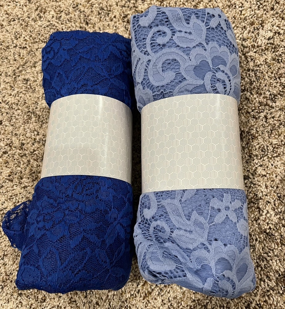 Stone harbor Blue floral 2 Yard +2 Yard Net Fabric Cut NEW