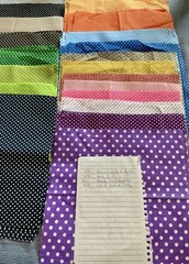 255 9” X 9”, 9”x10” And Some 10”x10” Cotton Polka Dot Fabric Squares