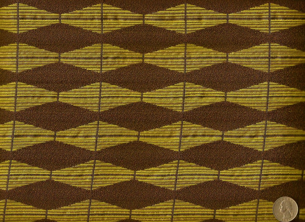 Modern Geometric Diamond Harlequin Design Yellow Brown Upholstery Fabric